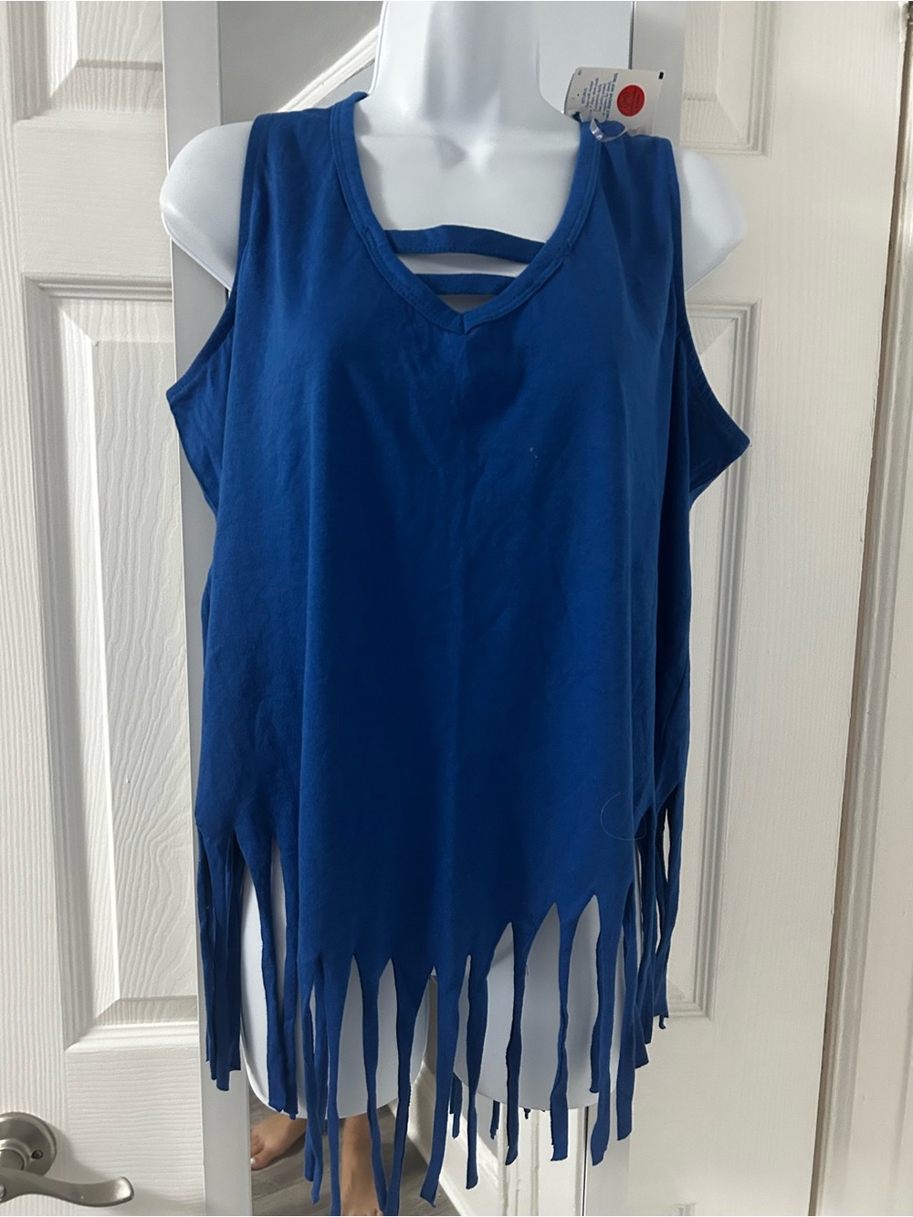 Rouge Helium Royal Blue Fringed V-Neck Tank